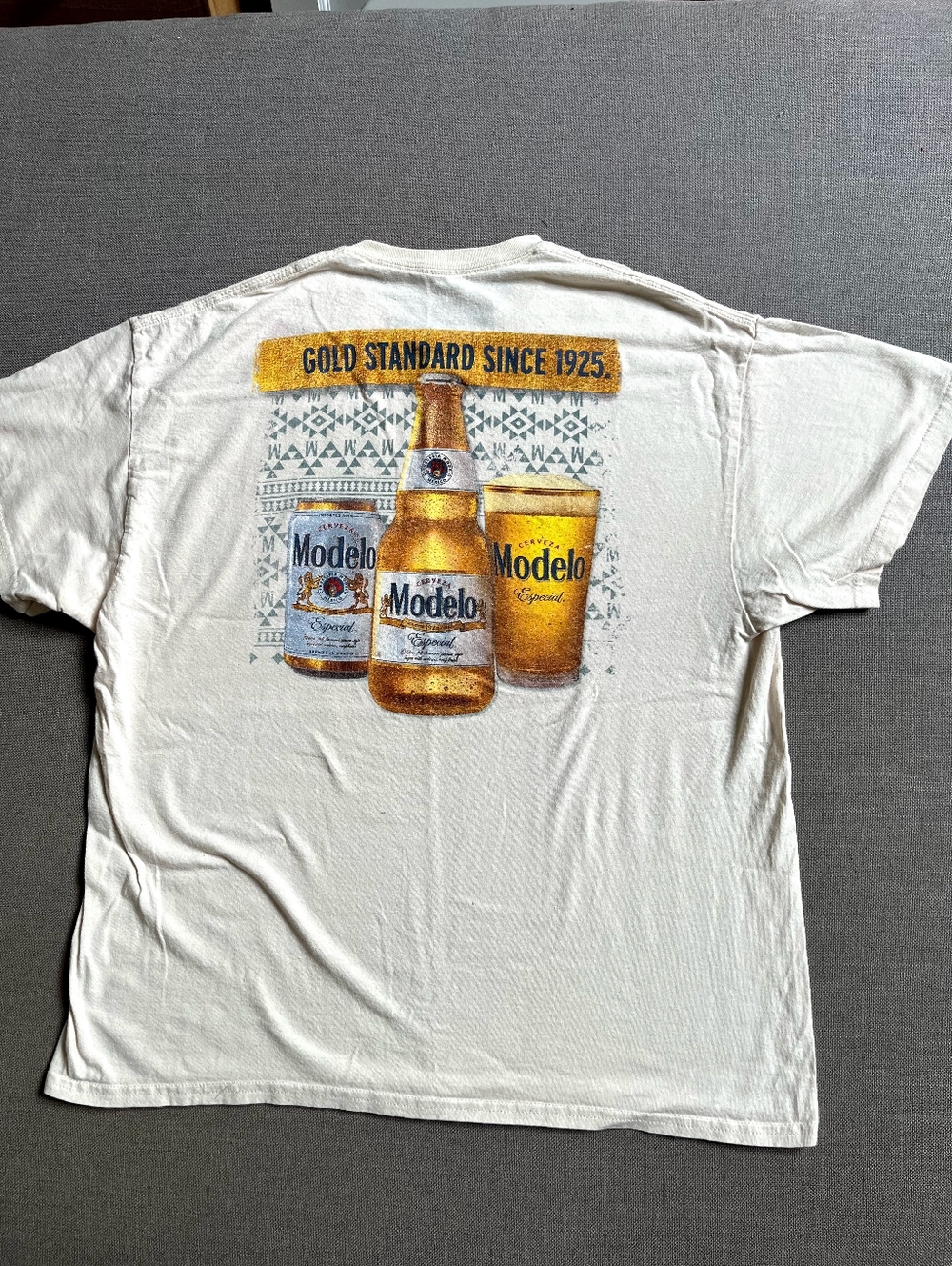 ModelCo White Short-Sleeve Tee with Yellow Beer Graphic